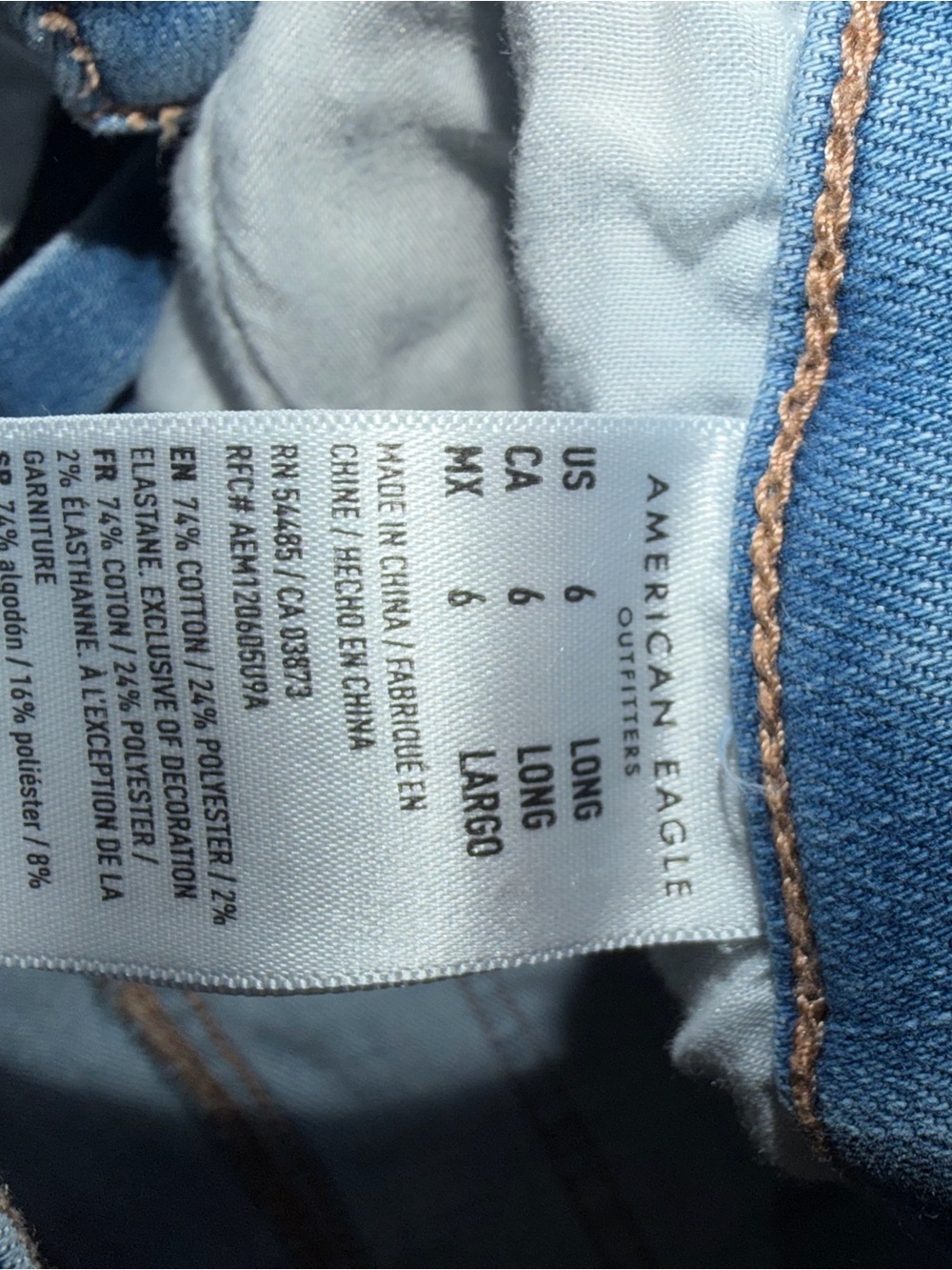 AE Real Good Upcycled Next Level Ripped High-Waisted Jegging. Size: 6 Long. - Picture 9 of 12